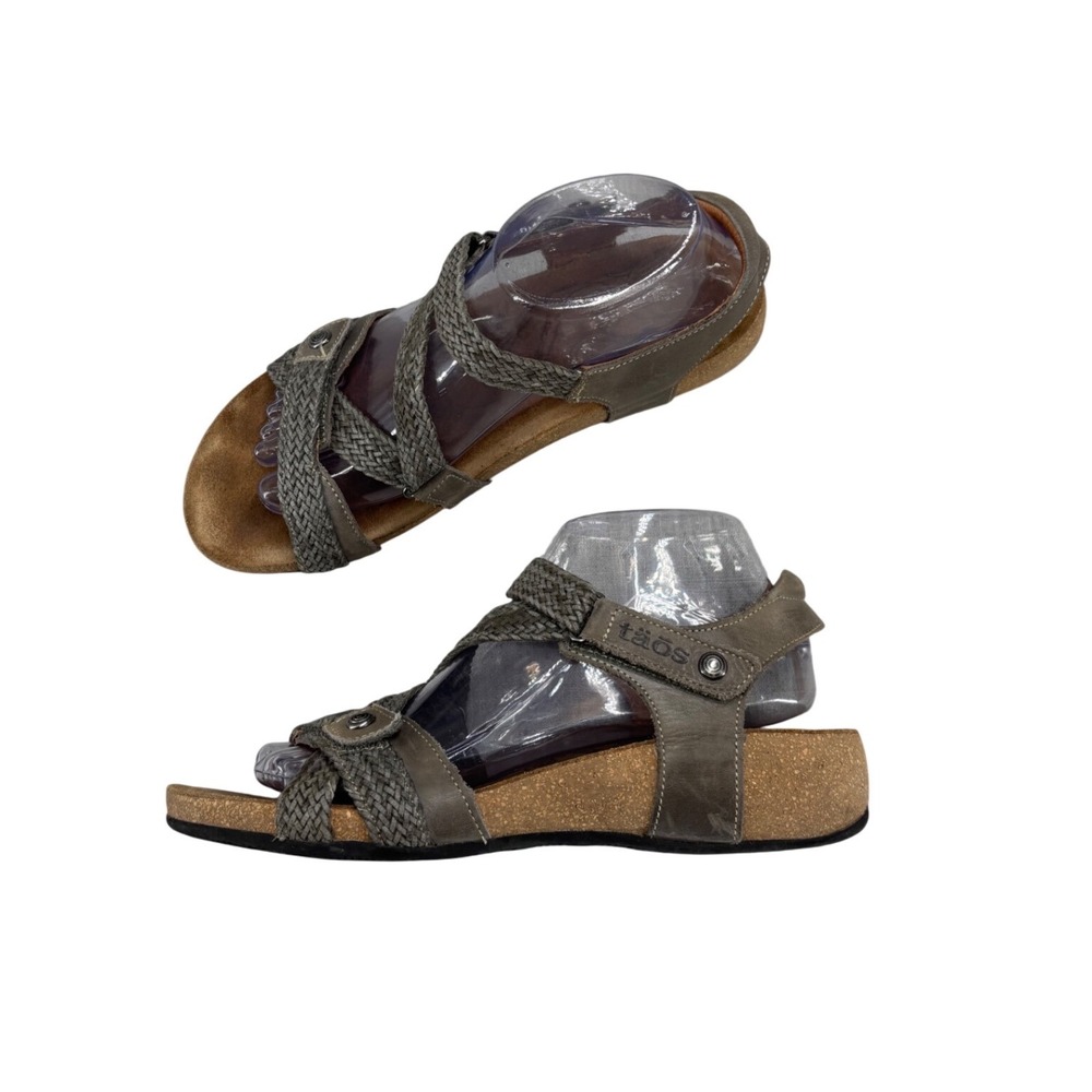 Taos Trulie Sandals Taupe Woven Leather Strappy Comfort Women's EU 40 US 9-9.5